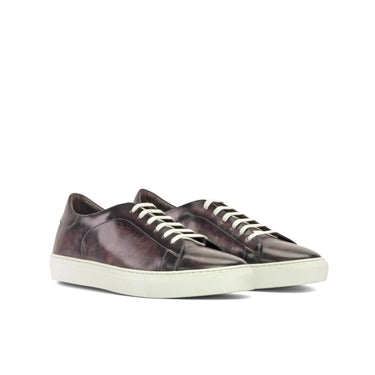DapperFam Rivale in Aubergine Men's Hand-Painted Patina Trainer in Aubergine D - Standard Width