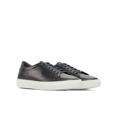 DapperFam Rivale in Dark Blue Men's Italian Leather Trainer in Dark Blue D - Standard Width