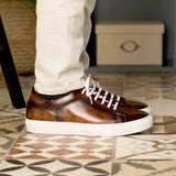 DapperFam Rivale in Fire Men's Hand-Painted Patina Trainer — Style 5326
