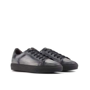 DapperFam Rivale in Grey Men's Hand-Painted Patina Trainer in Grey D - Standard Width