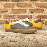 DapperFam Rivale in Olive / Honey / Wine Men's Italian Leather Trainer