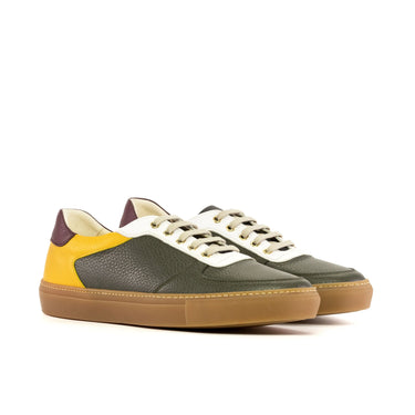 DapperFam Rivale in Olive / Honey / Wine Men's Italian Leather Trainer in Olive / Honey / Wine