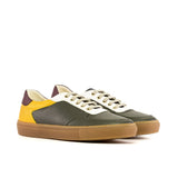 DapperFam Rivale in Olive / Honey / Wine Men's Italian Leather Trainer