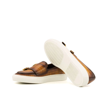 DapperFam Riviera in Cognac Men's Hand-Painted Italian Leather Monk Sneaker