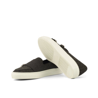 DapperFam Riviera in Herringbone / Dark Grey Men's Flannel & Sartorial Monk Sneaker