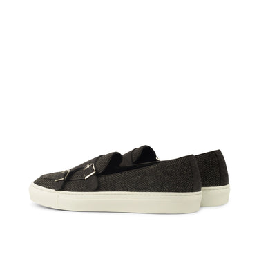 DapperFam Riviera in Herringbone / Dark Grey Men's Flannel & Sartorial Monk Sneaker