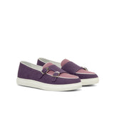 DapperFam Riviera in Purple / Plum Men's Linen Monk Sneaker