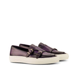 DapperFam Riviera in Purple Men's Hand-Painted Italian Leather Monk Sneaker in Purple