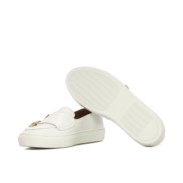 DapperFam Riviera in White Men's Italian Leather Monk Sneaker