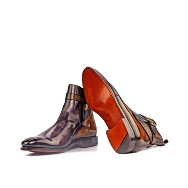 DapperFam Rohan in Aubergine / Tobacco Men's Hand-Painted Patina Jodhpur Boot