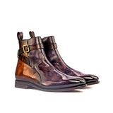 DapperFam Rohan in Aubergine / Tobacco Men's Hand-Painted Patina Jodhpur Boot