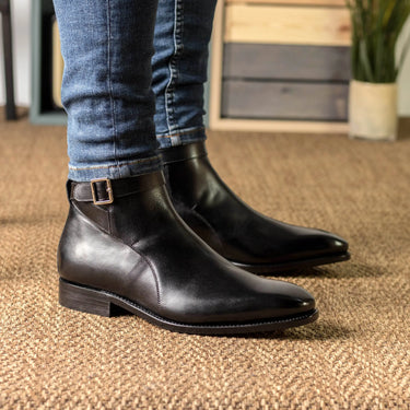 DapperFam Rohan in Black Men's Italian Leather Jodhpur Boot