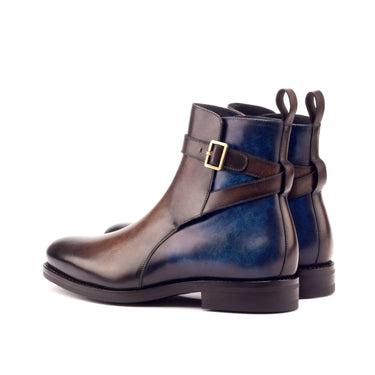 DapperFam Rohan in Brown / Denim Men's Hand-Painted Patina Jodhpur Boot