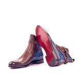 DapperFam Rohan in Brown / Denim Men's Hand-Painted Patina Jodhpur Boot