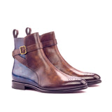 DapperFam Rohan in Brown / Denim Men's Hand-Painted Patina Jodhpur Boot — Style 3080