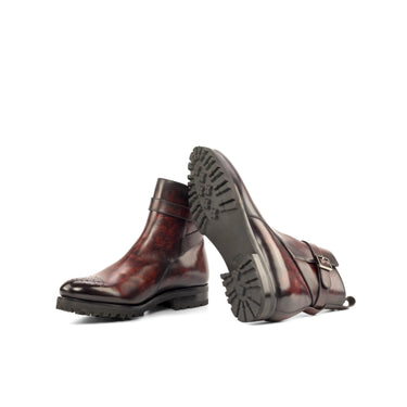 DapperFam Rohan in Burgundy Men's Hand-Painted Patina Jodhpur Boot