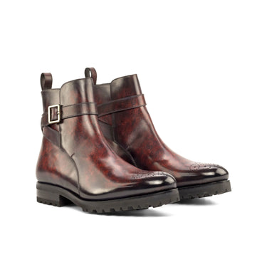 DapperFam Rohan in Burgundy Men's Hand-Painted Patina Jodhpur Boot in Burgundy