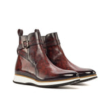 DapperFam Rohan in Burgundy Men's Hand-Painted Patina Jodhpur Boot — Style 5197