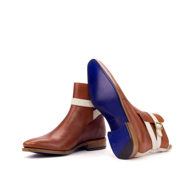 DapperFam Rohan in Cognac / Ivory Men's Italian Leather & Italian Suede Jodhpur Boot