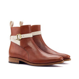 DapperFam Rohan in Cognac / Ivory Men's Italian Leather & Italian Suede Jodhpur Boot