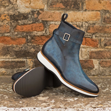 DapperFam Rohan in Denim Men's Hand-Painted Patina Jodhpur Boot