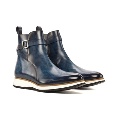 DapperFam Rohan in Denim Men's Hand-Painted Patina Jodhpur Boot in Denim