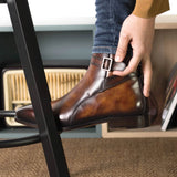 DapperFam Rohan in Fire Men's Hand-Painted Patina Jodhpur Boot