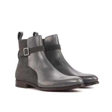 DapperFam Rohan in Grey Men's Lux Suede & Italian Leather Jodhpur Boot in Grey