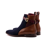 DapperFam Rohan in Navy / Med Brown / Burgundy Men's Italian Leather & Lux Suede Jodhpur Boot