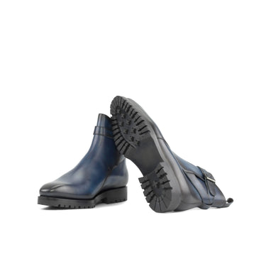 DapperFam Rohan in Navy Men's Italian Leather Jodhpur Boot