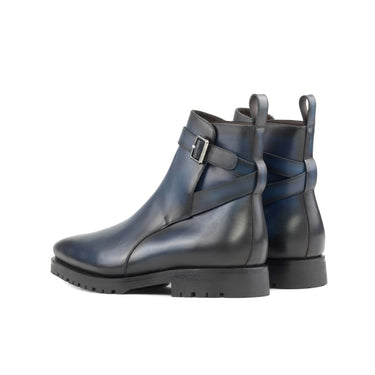 DapperFam Rohan in Navy Men's Italian Leather Jodhpur Boot