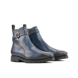 DapperFam Rohan in Navy Men's Italian Leather Jodhpur Boot