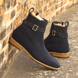 DapperFam Rohan in Navy Men's Lux Suede Jodhpur Boot