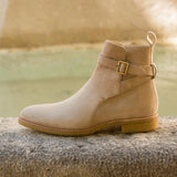 DapperFam Rohan in Taupe Men's Italian Suede Jodhpur Boot