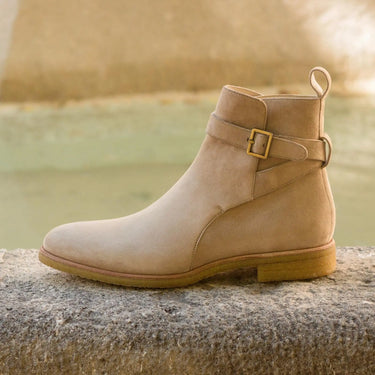 DapperFam Rohan in Taupe Men's Italian Suede Jodhpur Boot