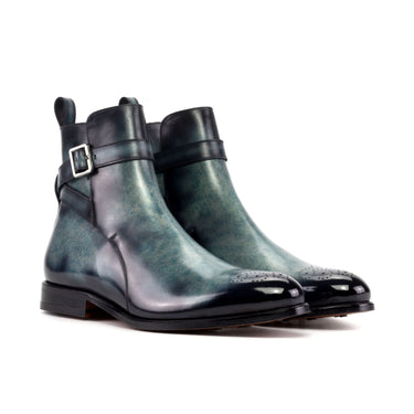 DapperFam Rohan in Turquoise Men's Hand-Painted Patina Jodhpur Boot in Turquoise