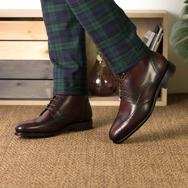 DapperFam Valiant in Burgundy Men's Italian Leather Military Brogue