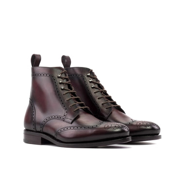 DapperFam Valiant in Burgundy Men's Italian Leather Military Brogue in Burgundy