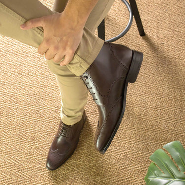 DapperFam Valiant in Dark Brown Men's Italian Leather Military Brogue