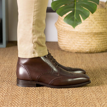 DapperFam Valiant in Dark Brown Men's Italian Leather Military Brogue