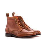 DapperFam Valiant in Med Brown Men's Italian Full Grain Leather Military Brogue in Med Brown