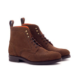 DapperFam Valiant in Med Brown Men's Lux Suede Military Brogue in Med Brown