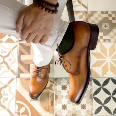 DapperFam Vero in Cognac Men's Italian Leather Derby