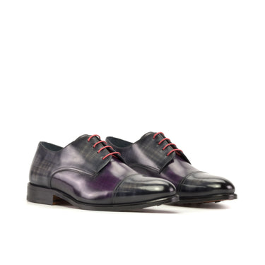DapperFam Vero in Grey / Purple Men's Hand-Painted Patina Derby in Grey / Purple