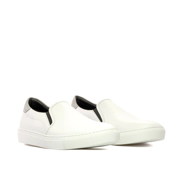DapperFam Versado in White / Light Grey Men's Italian Suede Slip On in White / Light Grey