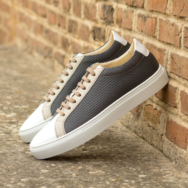 DapperFam Verve in Grey / Nude / White Men's Italian Leather Low Kick