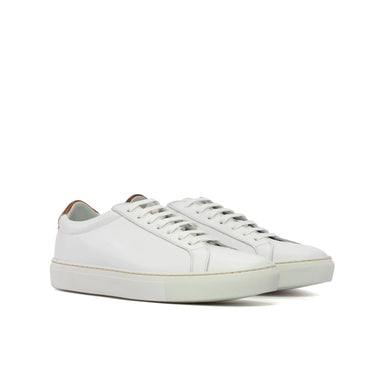DapperFam Verve in White Men's Italian Leather Low Kick in White D - Standard Width