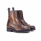 DapperFam Vittorio in Brown Men's Hand-Painted Patina Balmoral Boot in Brown