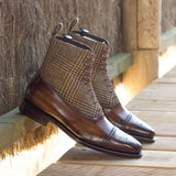 DapperFam Vittorio in Tweed / Brown Men's Sartorial & Hand-Painted Patina Balmoral Boot