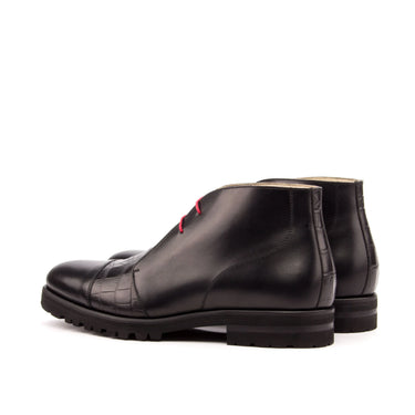 DapperFam Vivace in Black Men's Italian Leather Chukka
